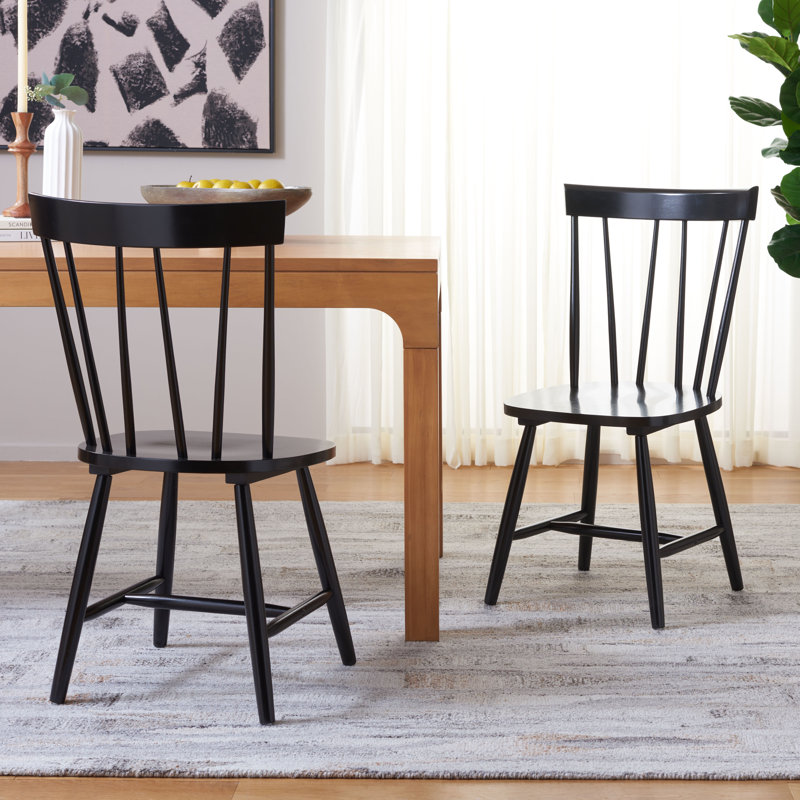 London 17.72'' H Solid Wood Side Chair, Black