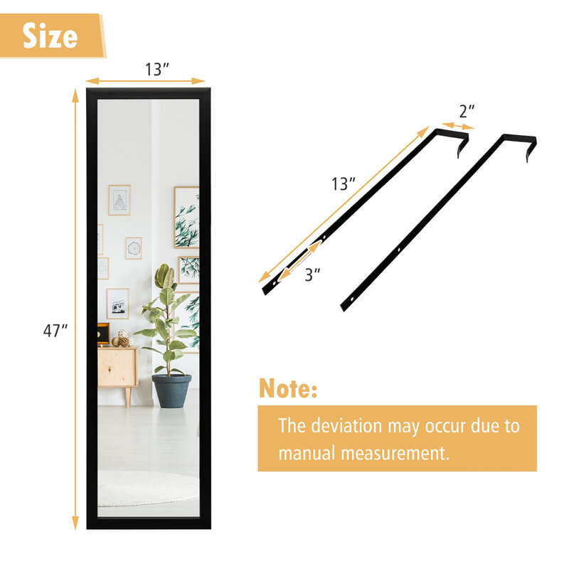 Crstal Engineered Wood Flat Mirror, Black