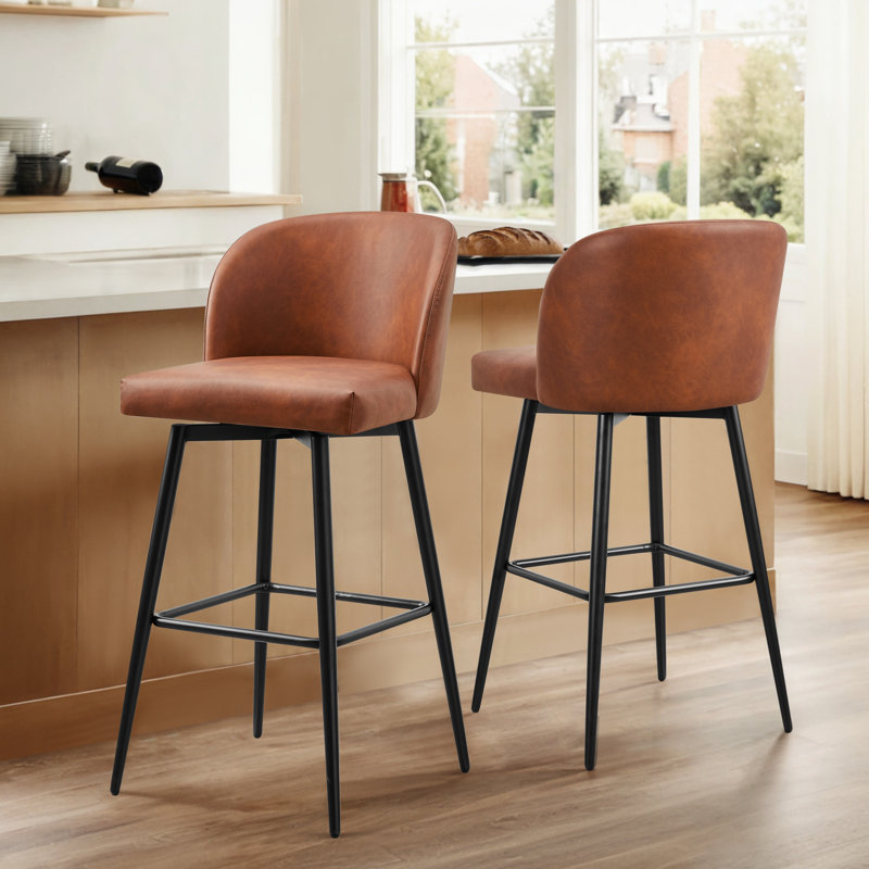 Tabouret de bar et de bar Benedit, Tabouret de bar (siège d'une hauteur de 30 po), Similicuir orange