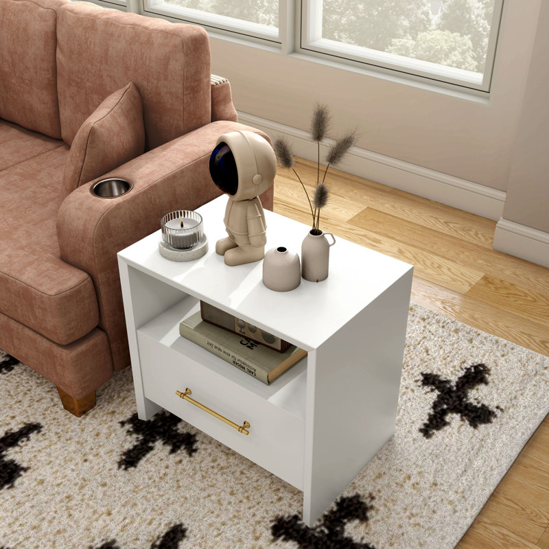 Karyn Single Drawer End Table, White