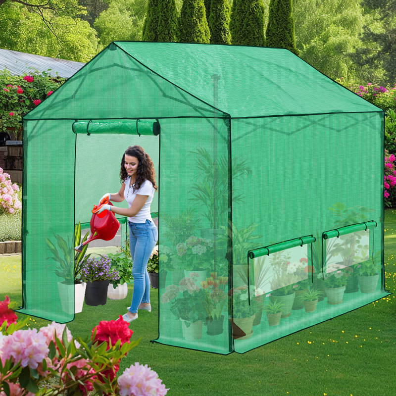 10' x 10' Pop Up Walk-In Greenhouse, Outdoor Garden Warm Hot House Portable Greenhouse, 8.5' H x 10' W x 10' D