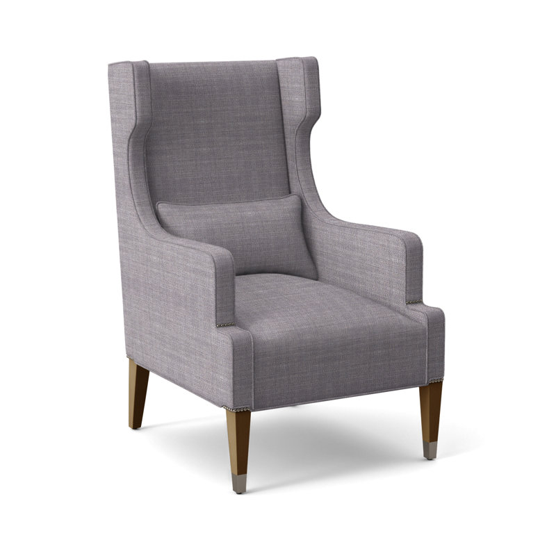 Thom Filicia Home Upholstered Wingback Chair, Nomad Slate Performance Chenille, Havana