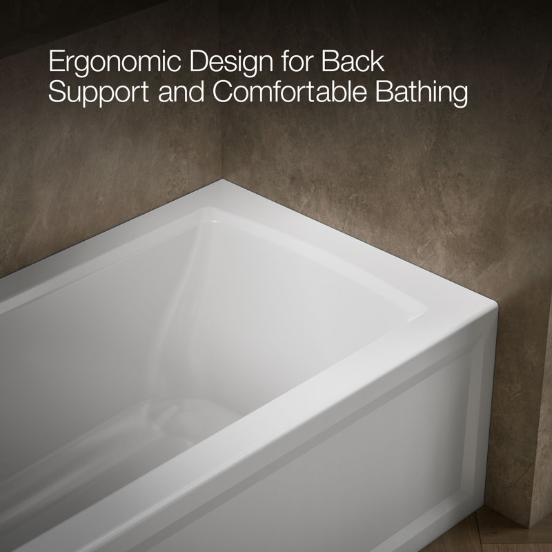 Archer® 60" x 30" Alcove/Tile in Soaking Bathtub, White, Left