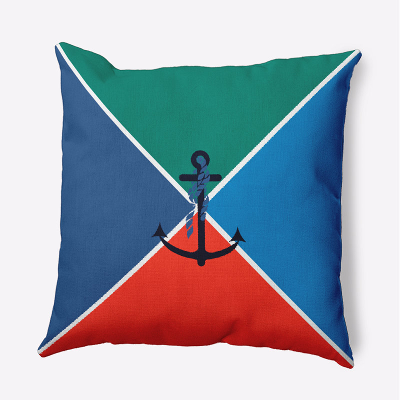 Nautical Nights Outdoor Reversible Throw Pillow, 16"x16", Multi