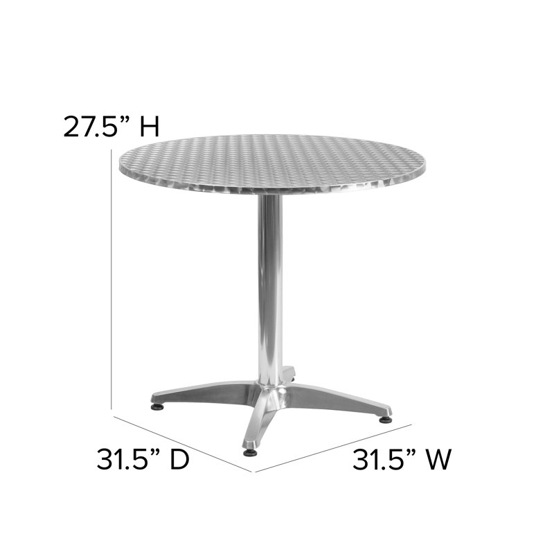 Round Aluminum Indoor-Outdoor Table with Base, 80cm W x 80cm D