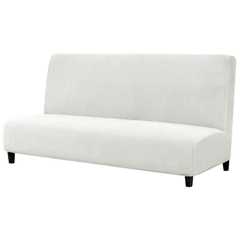 Housse pour futon à coussins carrés / rectangulaires extensible, Mélange de polyester blanc cassé