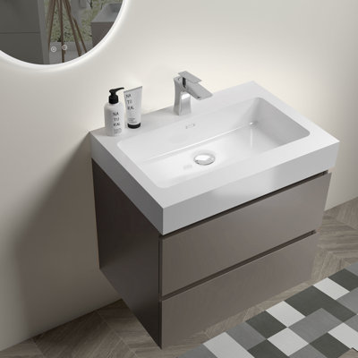 Meuble-lavabo simple 24 po avec plateau en résine Kalvis