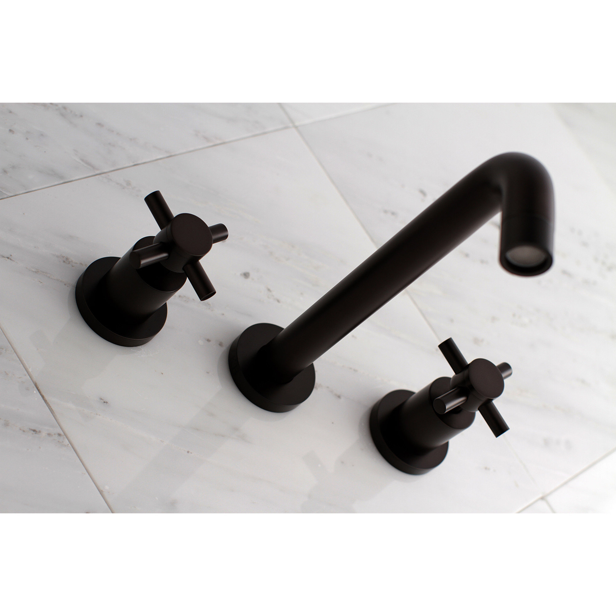 Kingston Brass Concord Two-Handle 3-Hole Wall Mount Roman Tub Faucet, Oil Rubbed Bronze, Cross Handle