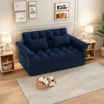 Canapé-lit convertible avec causeuse, canapé-lit ajustable en flanelle avec éponge haute résilience, causeuse moderne multifonctionnelle pour le salon, un appartement