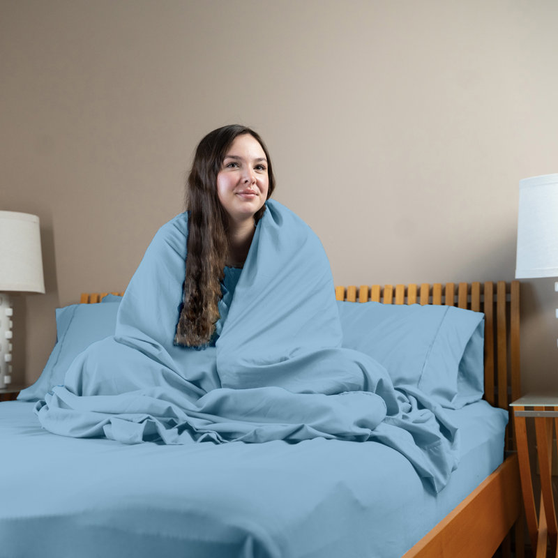 Ultra Soft Bamboo Sheet Set - 4 Pc Set - Wrinkle Resistant - Cooling Sheets with Deep Pockets, Denim