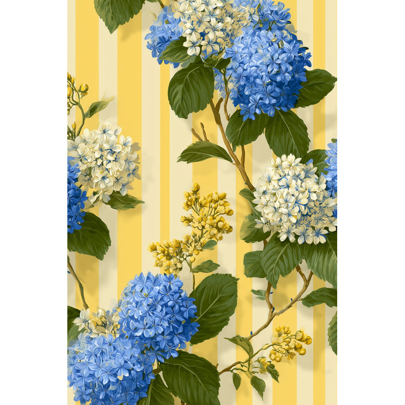 Papier peint floral rayé amovible vintage, Non tissé, non collé