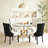 5-Piece Round Glass Table Set With Velvet Chairs – Metal Base, Seats 4-1551142724-1551142723-1551142732