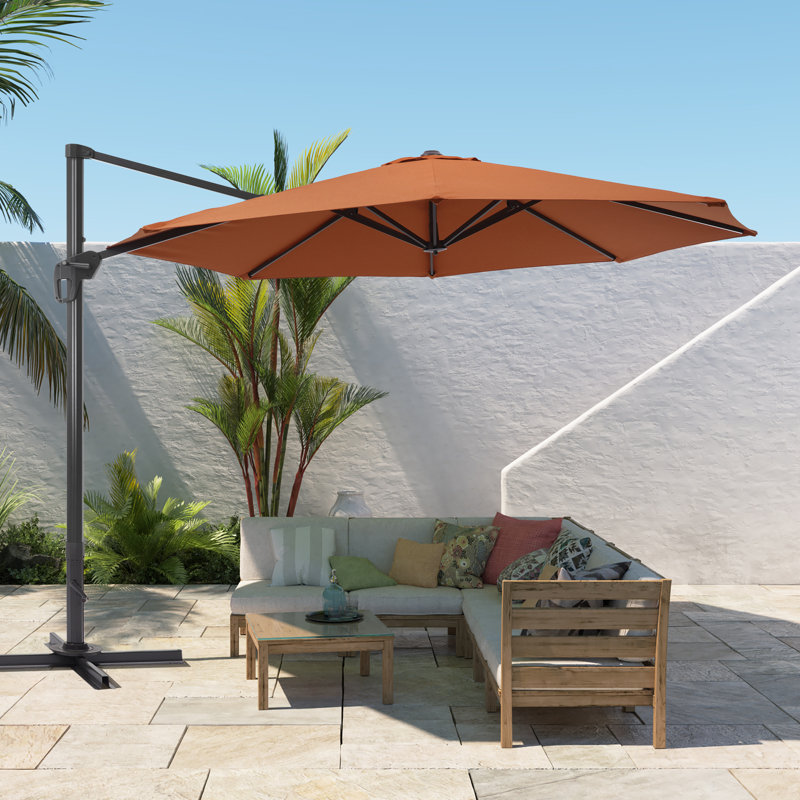 Parasol en porte-à-faux avec manivelle 132 po Fontagne, Rouge
