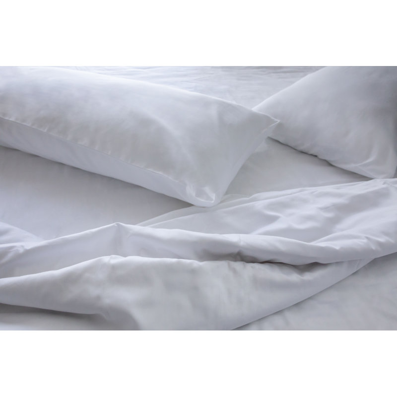 Ensemble de draps 100% coton 400 fils Sateen, Blanc, Simple