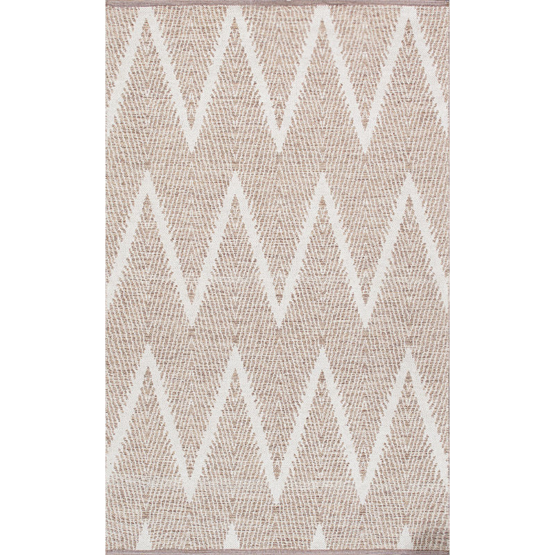 Tapis beige / ivoire en coton tissé à la main Simplicity, 9 pi 0 po x 12 pi 0 po, Rectangle 9 pi x 12 pi