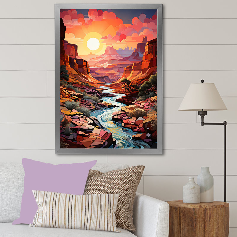 Canyon Canyon Sunrise Landscape, impression sur toile, Cadre simple argenté, H 44 po x l 34 po x P 1,5 po