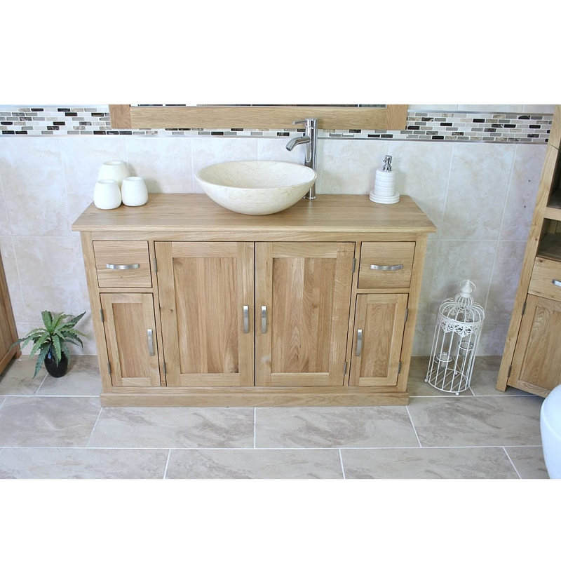 Easley 1230mm Single Bathroom Vanity with Vessel Basin, Cream Marble Basin