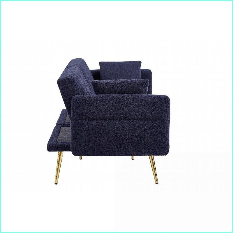 Canapé-lit Modern Bleu foncé | Bois | Cadre réglable à dossier solide pour le salon et la chambre à coucher