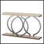 Console industrielle de 55 po - Canapé d'entrée long et étroit avec structure en métal géométrique et plateau en bois gris rétro