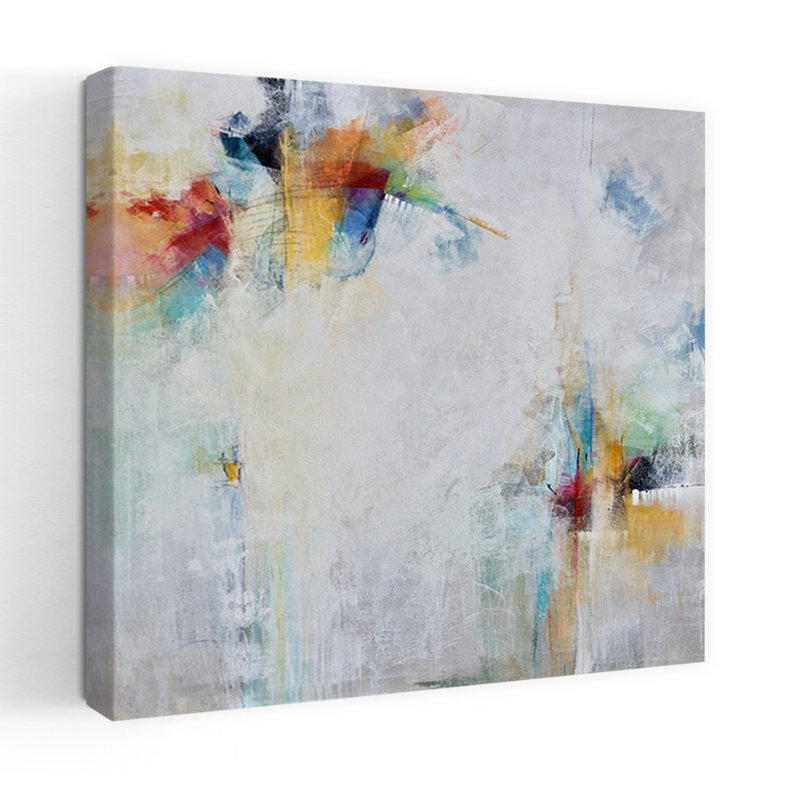 Art contemporain abstrait joyeux, H 18 po x l 18 po