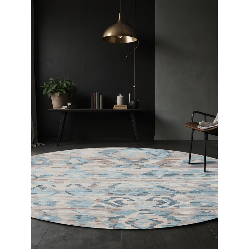 Tapis gris lavable à la machine, Rond 6 pi