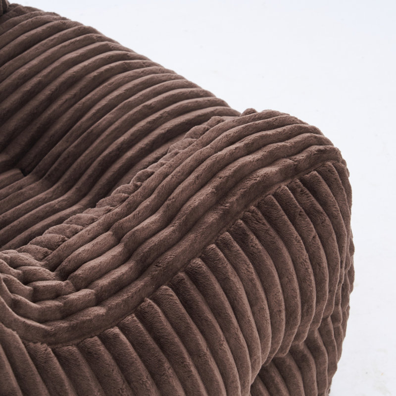Fauteuil à billes en velours côtelé moelleux rembourré d'éponge à mémoire de forme, Brown