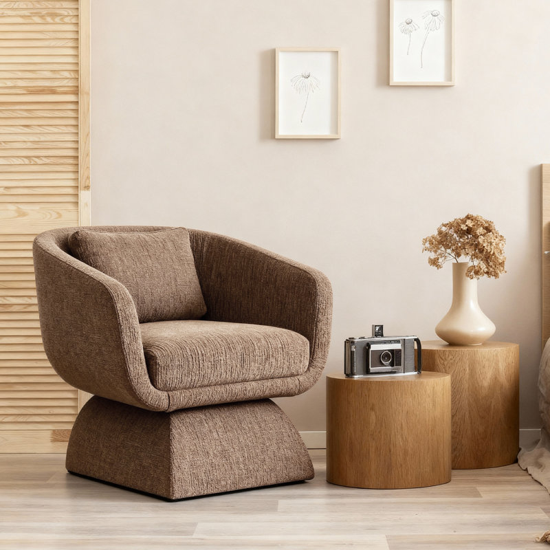 Chaise d'appoint pivotante en chenille moderne (ensemble de 4), 4, Brun loutre