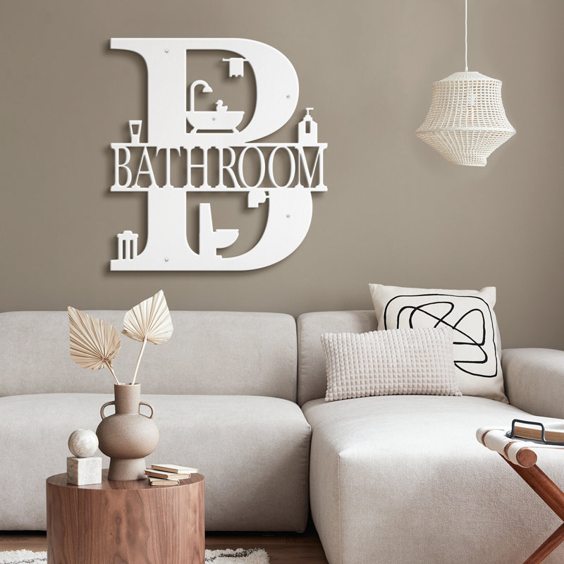 BATHROOM-Black And Gold Dimensional Iron Wall Sculpture Metal Wall Art Modern Bathroom Decor, White