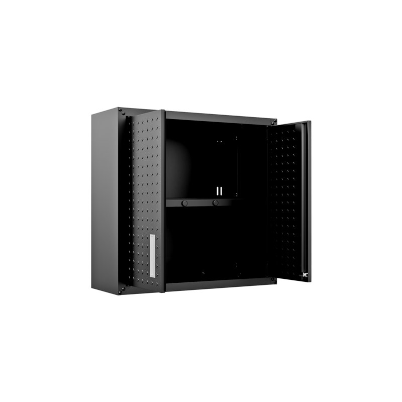 Fortress 30" H x 30" W x 12.5" D Modern Floating Metal Garage Storage Cabinet in Charcoal Gray, Charcoal Gray