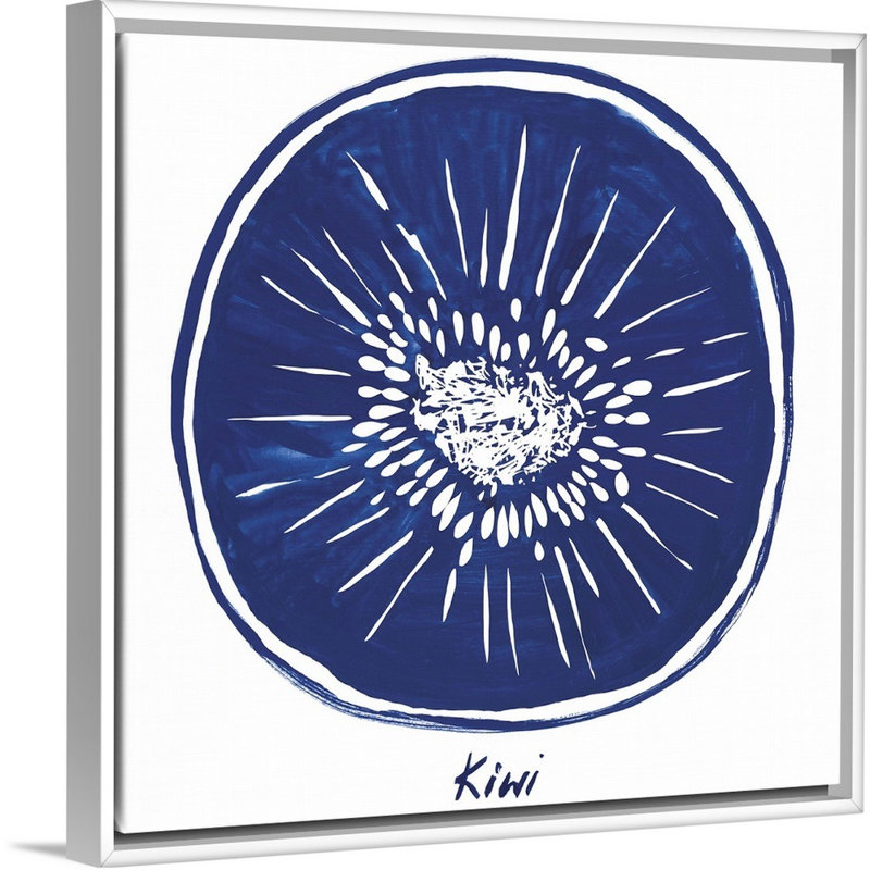 «Indigo Kiwi» par Aimee Wilson, reproduction sur toile, H 32 po x l 32 po x P 1,75 po, Cadre blanc