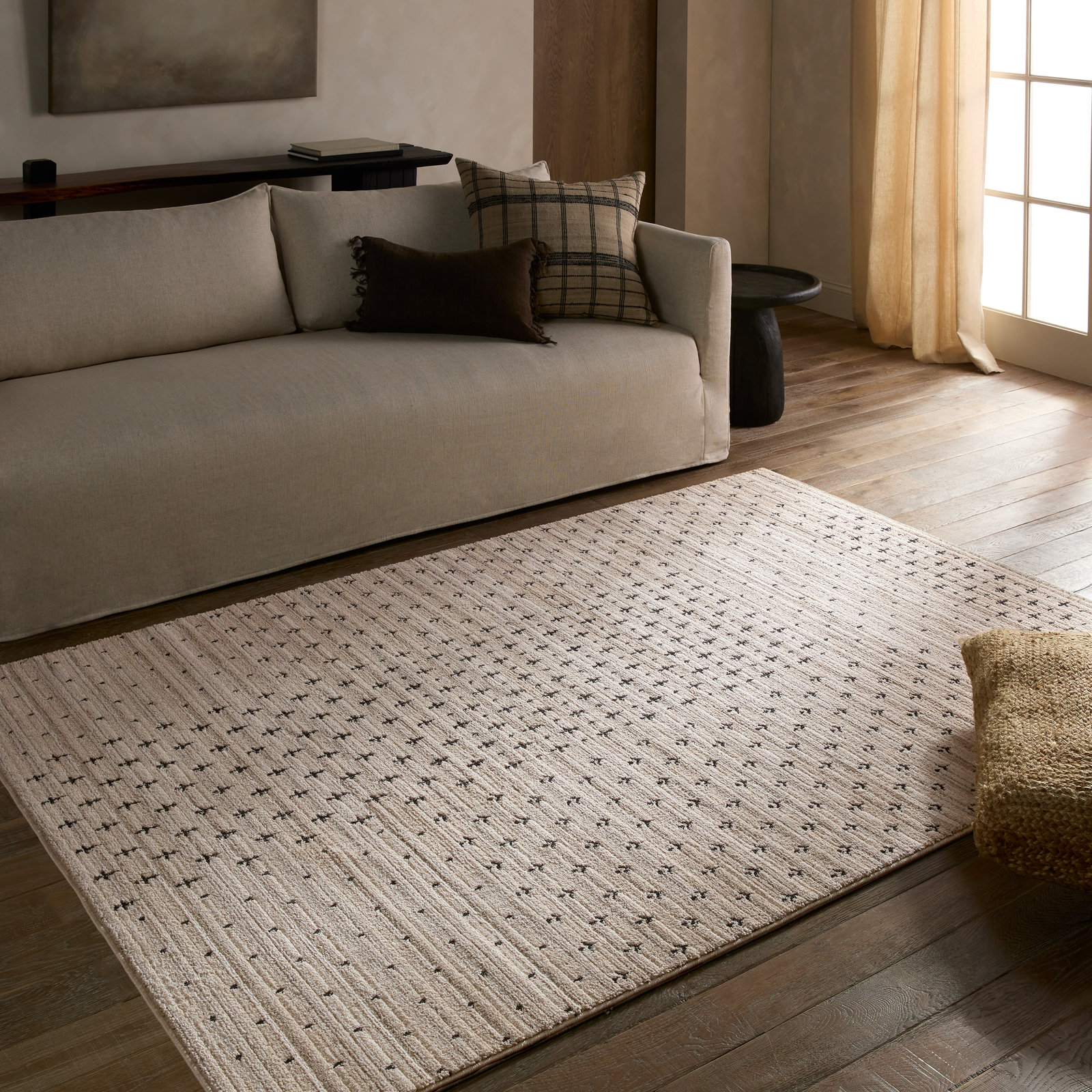 Loehrke Tan Taupe Tribal Rug, Rectangle 9'6" x 13'6"