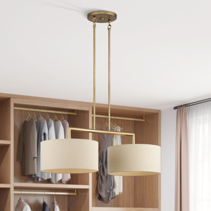 Grand lustre linéaire Hendrix, Doré, Deux lumières, H 20,75 po x l 35 po x P 14 po