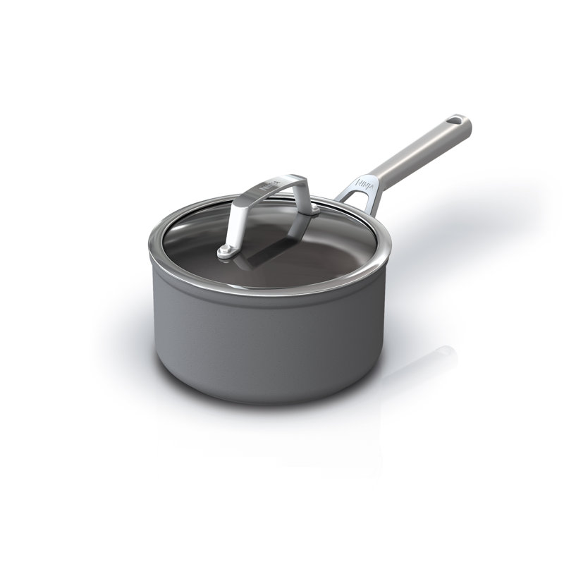 Slate Grey 8-Piece Nonstick Aluminum Cookware Set with Glass Lids