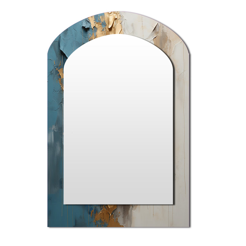 Blue Blue Meditation Portrait - Miroir mural Mid-Century, 43 po x 33 po
