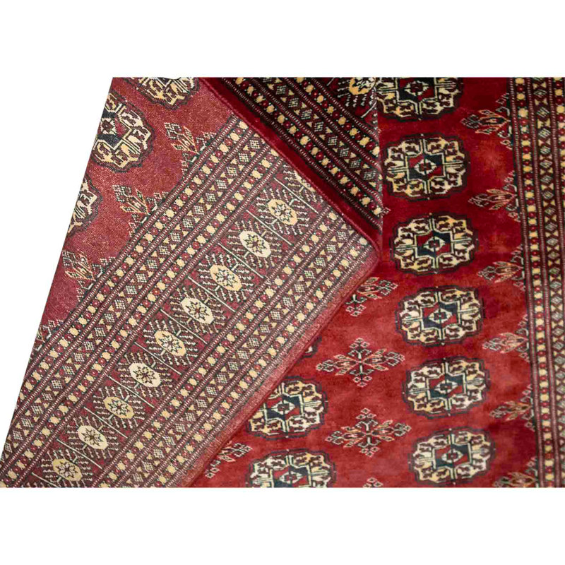 Hand Knotted Wool Area Rug in Red