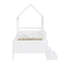 3FT Wood  Cabin Bed with Roof, Stairs, Bookcase and a Window  White