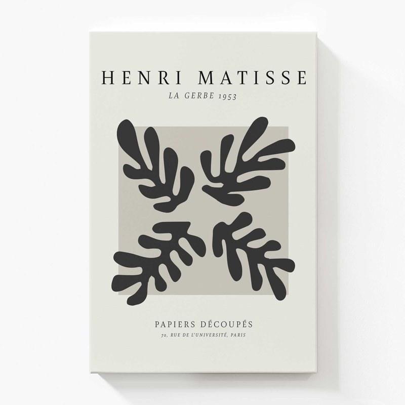 Affiche La Gerbe en noir Matisse, Toile tendue, H 60 po x l 40 po x P 1,25 po