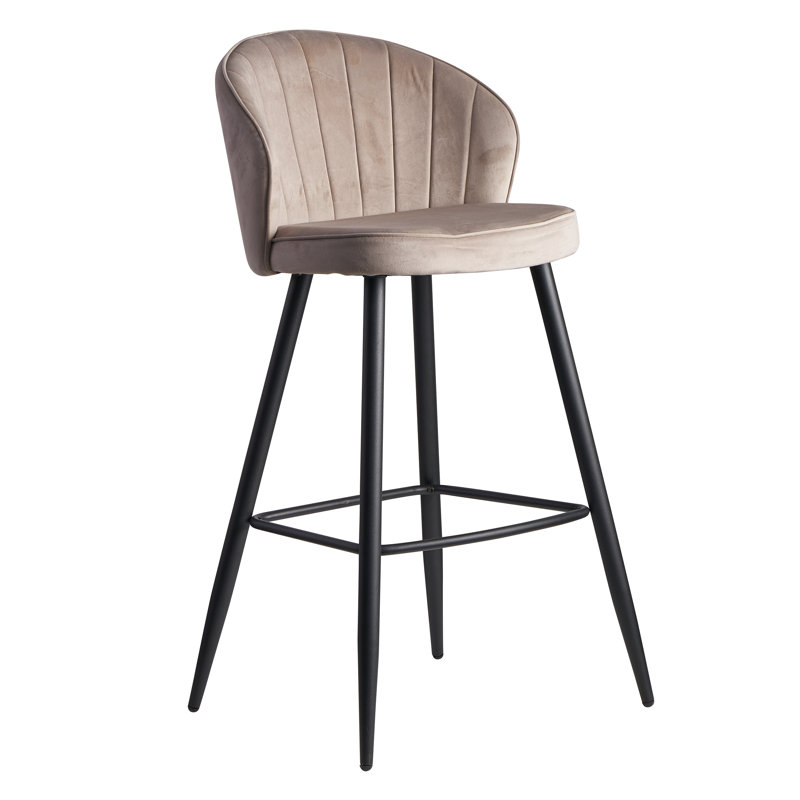 Banneker Upholstered Counter Stool with Metal Frame, Beige
