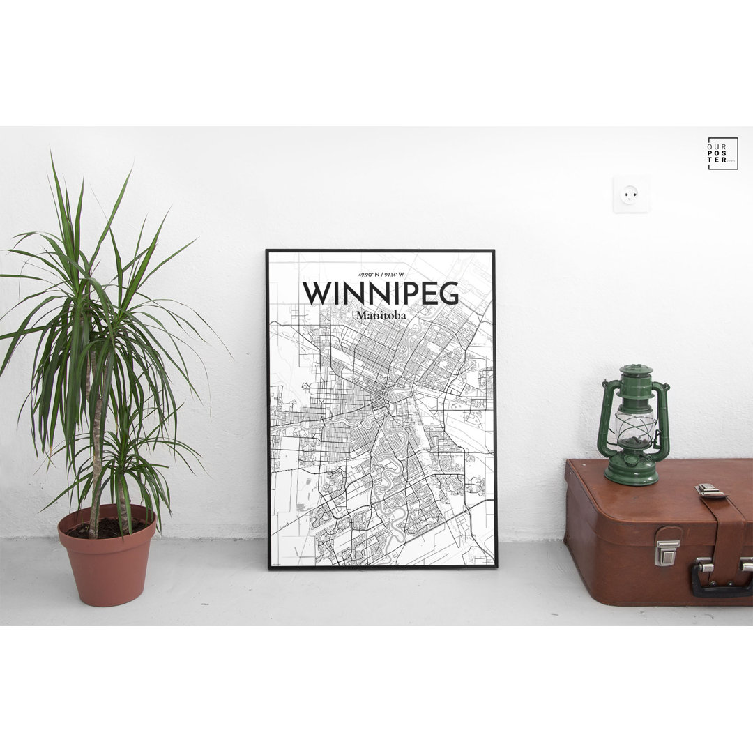 Winnipeg City Map - No Frame Print