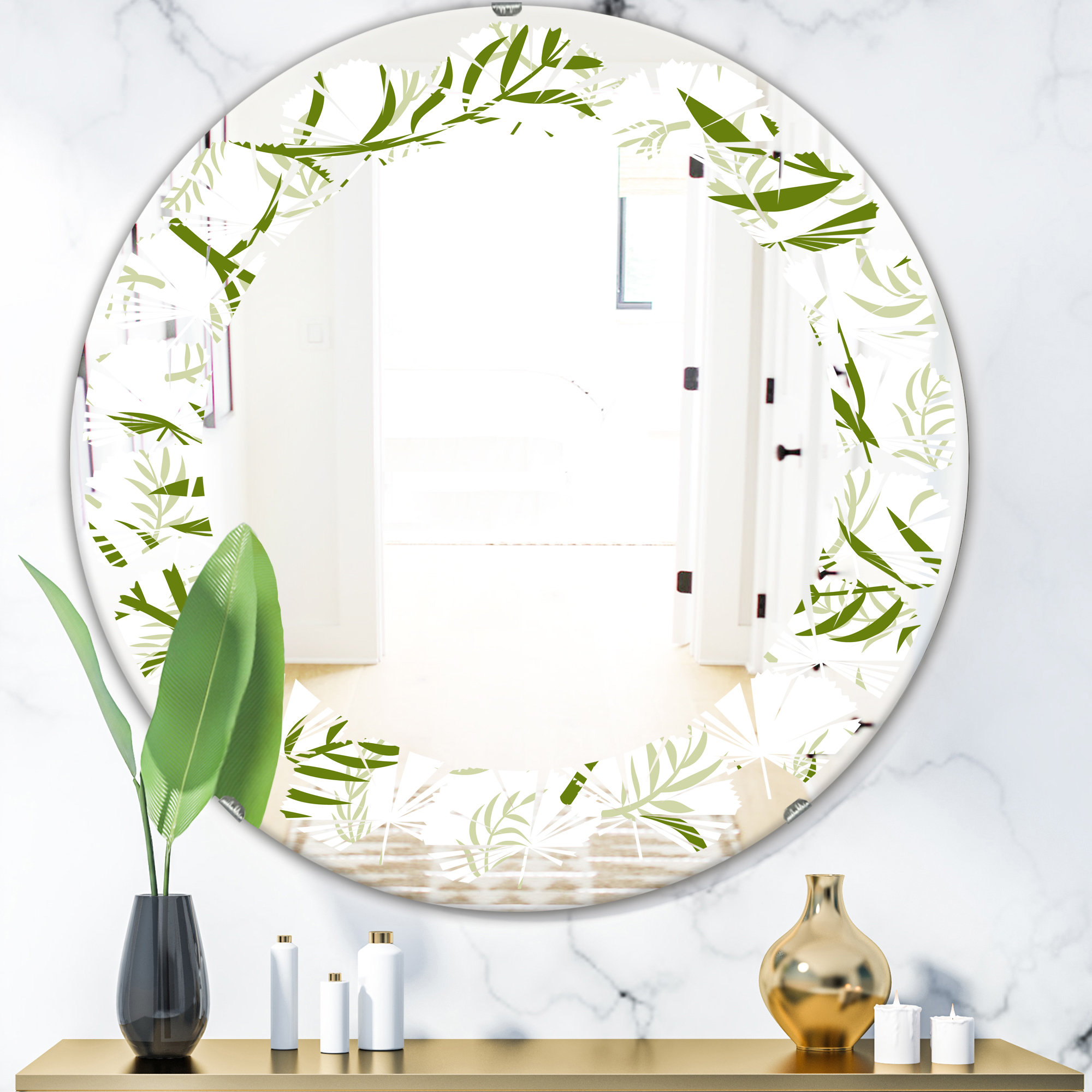 East Urban Home Space Fantasy Flowers Modern Farmhouse Wall Mirror ...