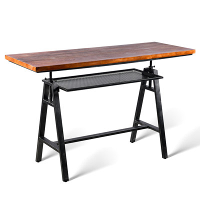 Dining Table Pine Solid Wood Top Metal Base Dining Table