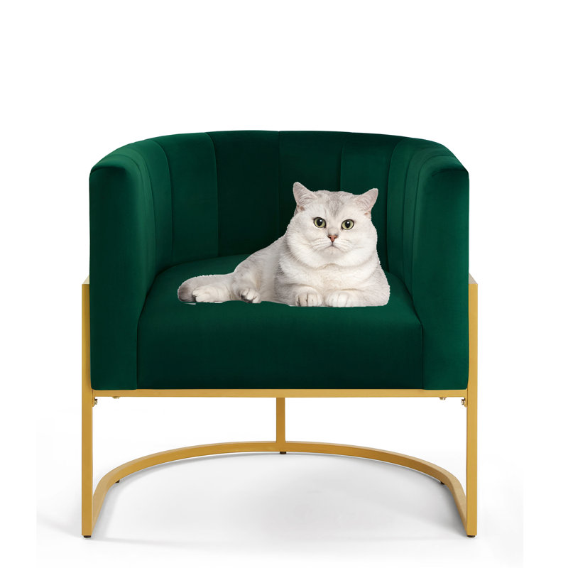Fauteuil demi-tonneau Joemichael, Velours vert