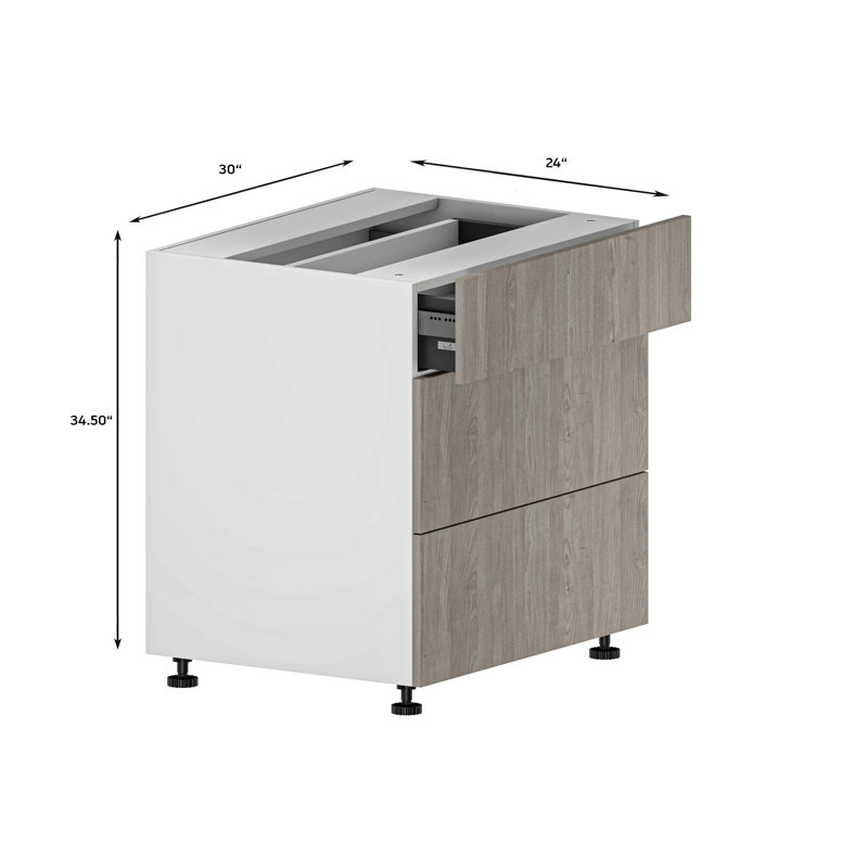 Armoire de cuisine à assemblage rapide avec 3 tiroirs, L 30 po x H 34 po x P 24 po