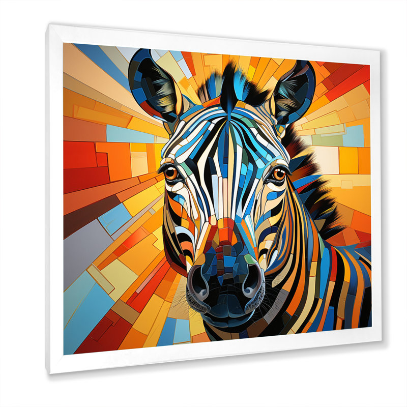 «Zebra Geometric Zebra Abstraction I», reproduction d'art sur toile, Blanc, H 16 po x l 16 po x P 1 po