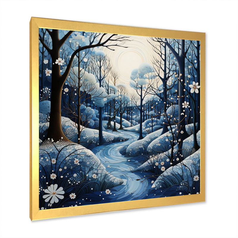 Snow Flowers Tree Embrace Pointillism II - Pointillism Canvas Print, H 36 po x l 36 po x P 1,5 po
