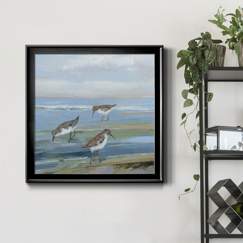 Seabird Beach I - peinture sur toile encadrée, H 17,5 po x l 17,5 po x P 1,5 po, Cadre noir