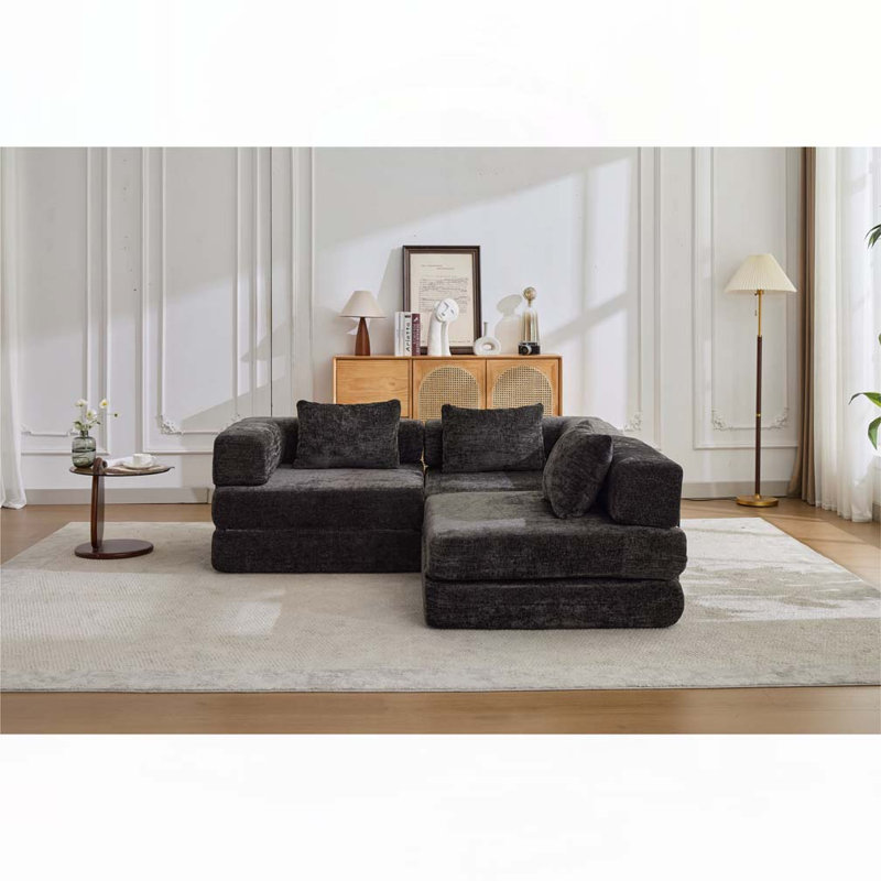Canapé-lit Chenille, Noir