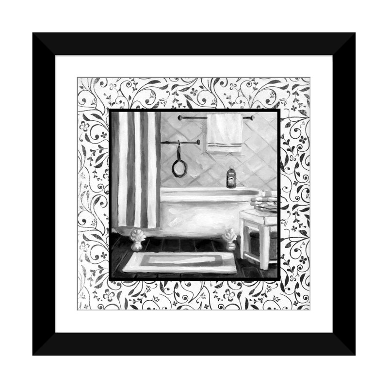 «Bath I», impression sur toile, H 16 po x l 16 po x P 1 po, Papier d'art encadré noir, Blanc