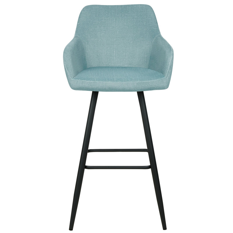 Aba Upholstered Bar Stool with Steel Frame, Blue