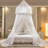 Bed Canopy  – Double Layer Sheer Mesh Dome With Romantic Lace Trim, Dreamy Mosquito Net Tent For Full/Queen